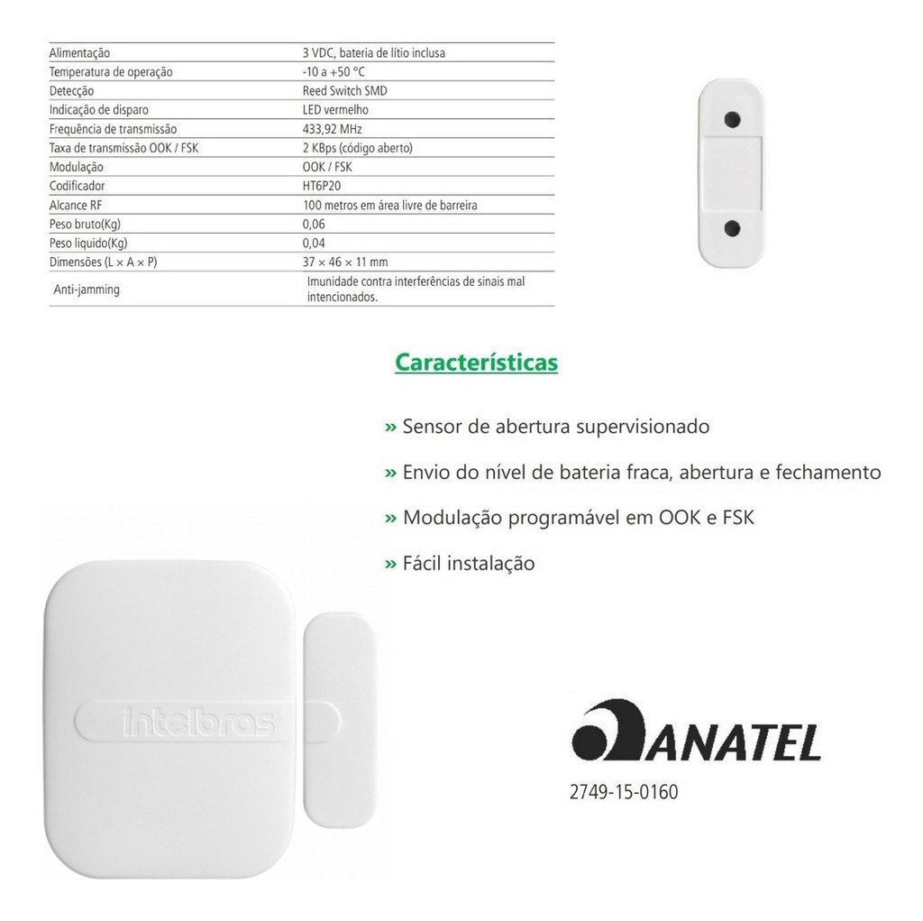 Kit C/ 10 Sensor Xas 4010 Smart  S/ Fio Intelbras