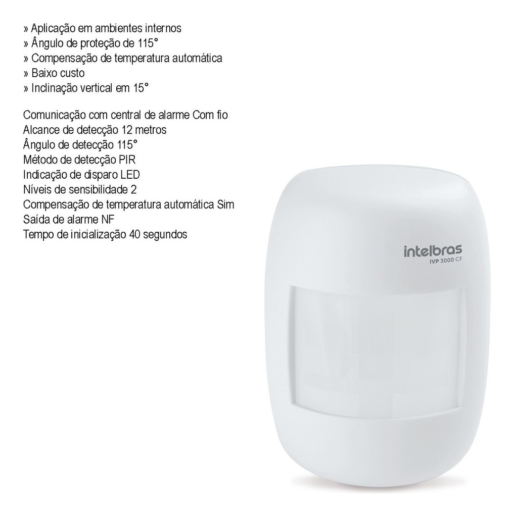 3 X Sensor Infravermelho Passivo Intelbras Ivp 3000 Cf