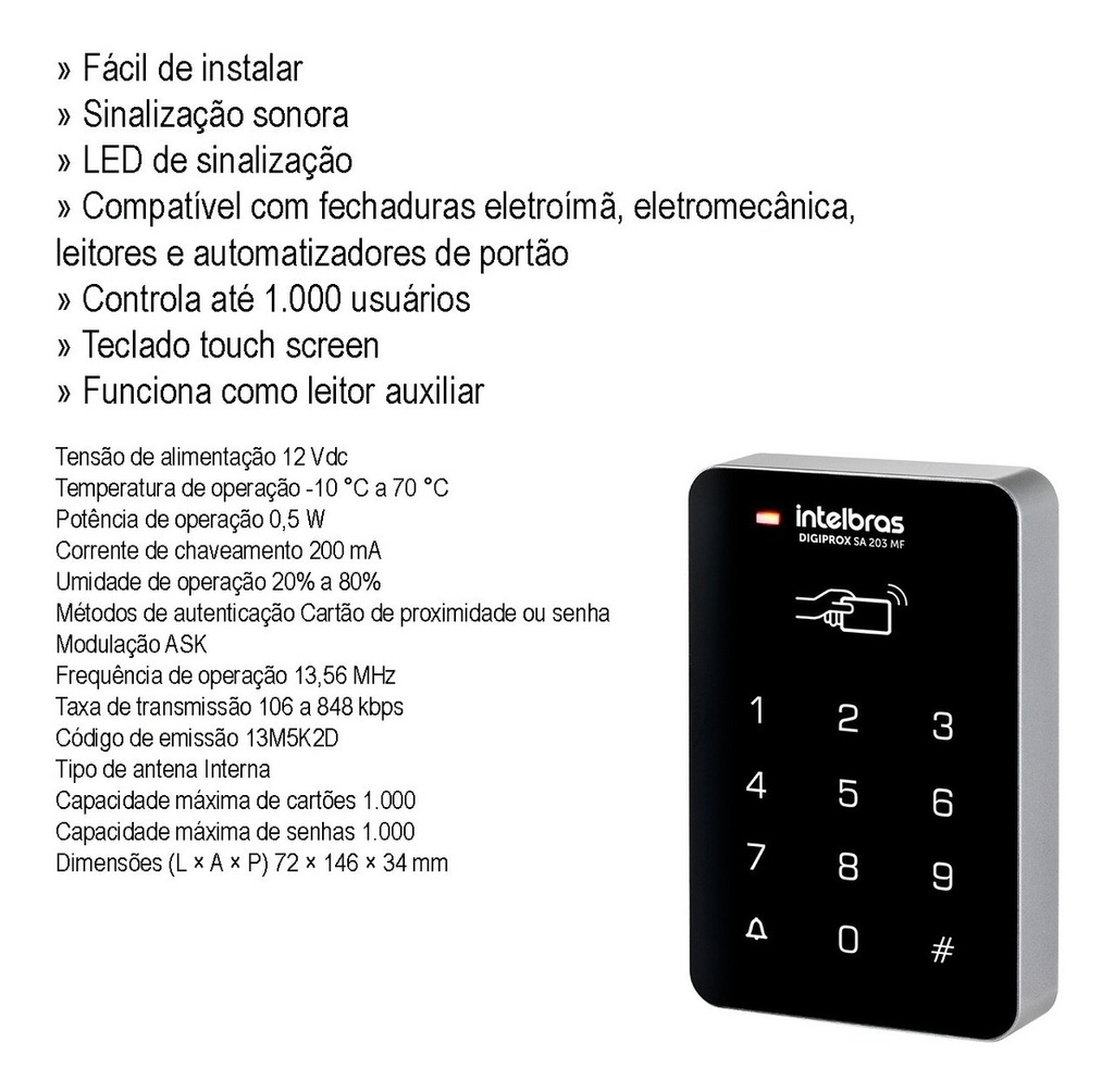CONTROLADOR DE ACESSO DIGIPROX SA 203 - MIFARE13,56MHz