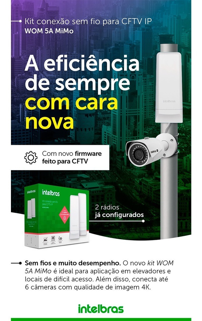 CONJUNTO ROTEADOR WIRELESS (CPE) 5GHZ 16DBI - WOM 5A MIMO