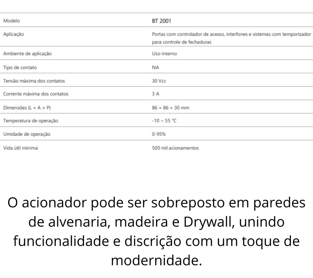 BOTOEIRA DE SOBREPOR BT 2001