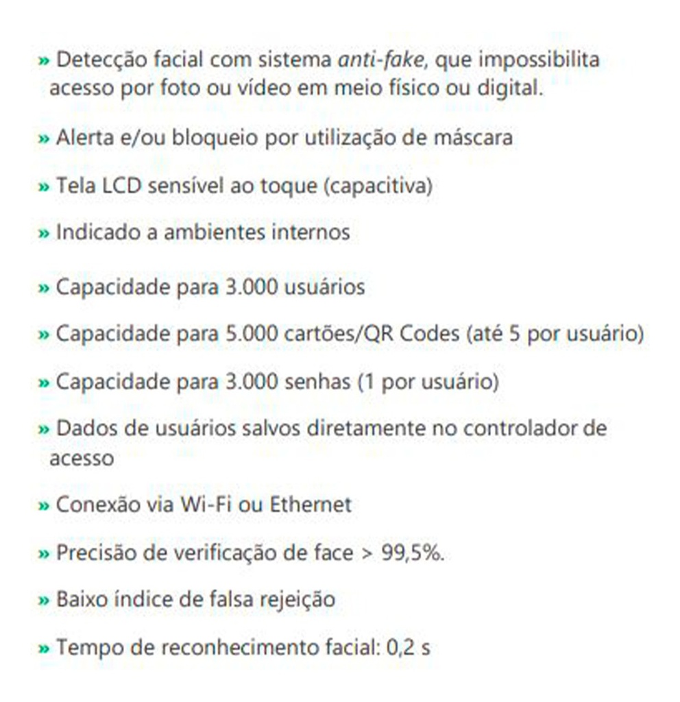 CONTROLADOR DE ACESSO FACIAL SS 1530 MF W