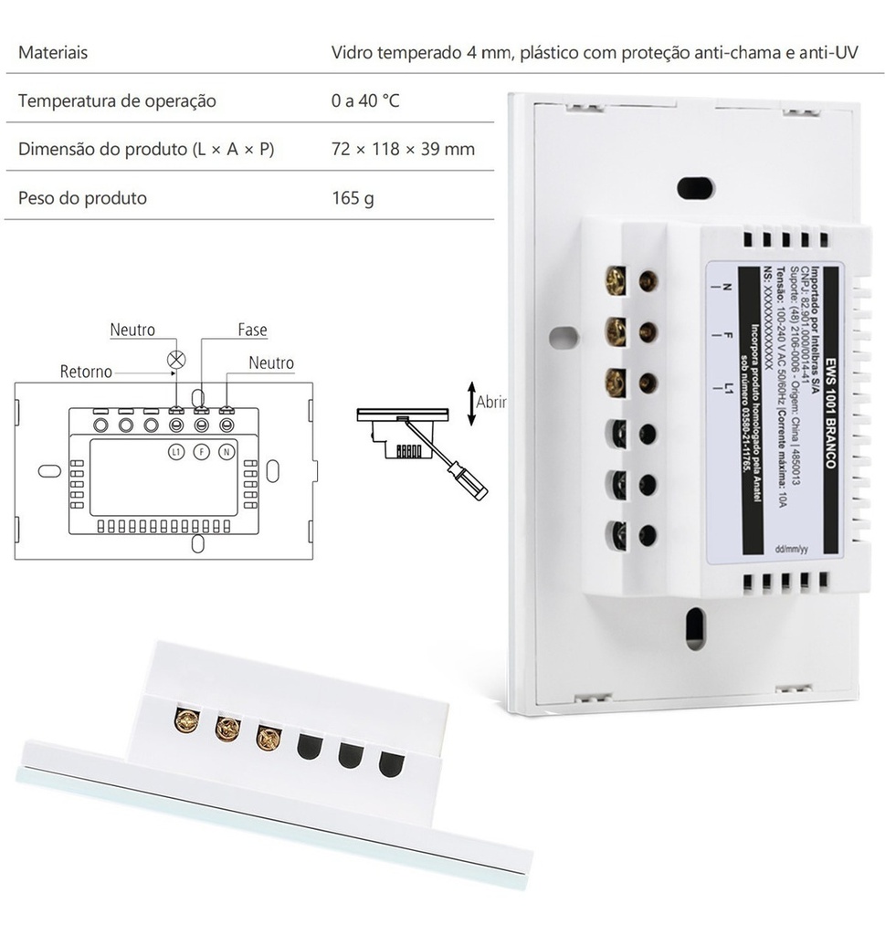 EWS 1001 INTERRUPTOR INTELBRAS SMART WIFI BRANCO