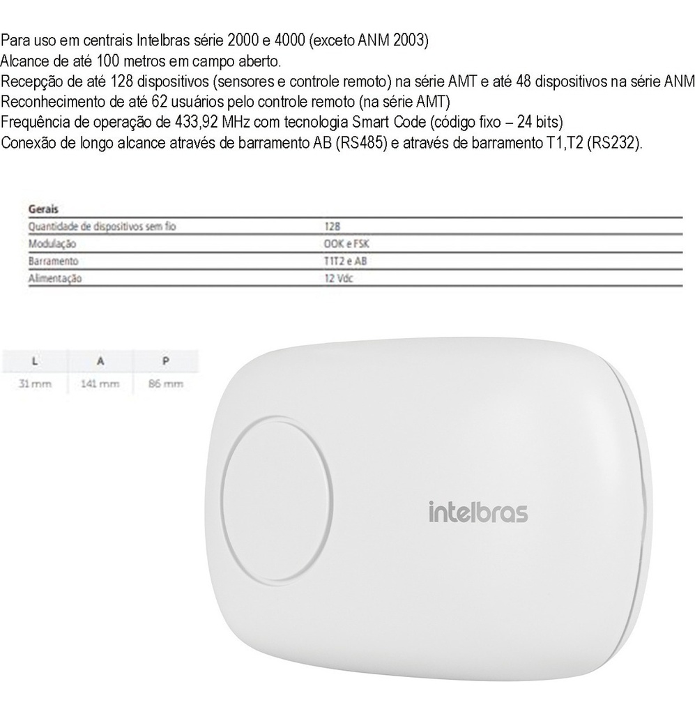 01 Receptor Xar 4000 Smart + 02 Controle Xac 4000 Intelbras