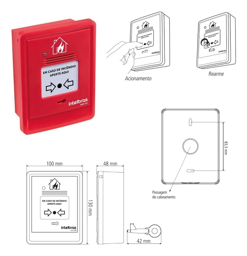 15 X Ame 522 Acionador Manual Endereçável Com Sirene