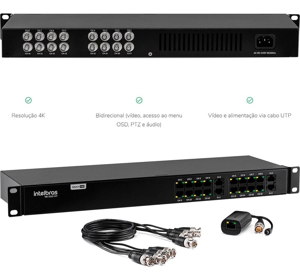 Power Conv. Est. Video Balun 16 canais VB 3016 WP