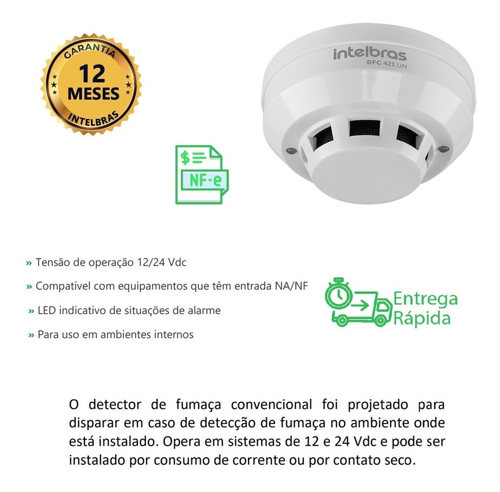 DETECTOR DE FUMAÇA CONVENCIONAL DFC 421 UN