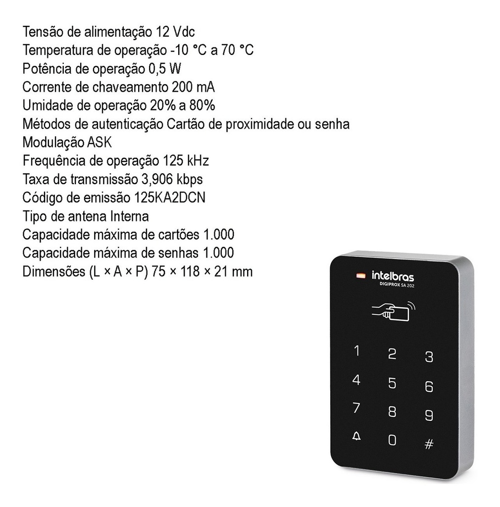 CONTROLADOR DE ACESSO DIGIPROX SA 202 125kHz