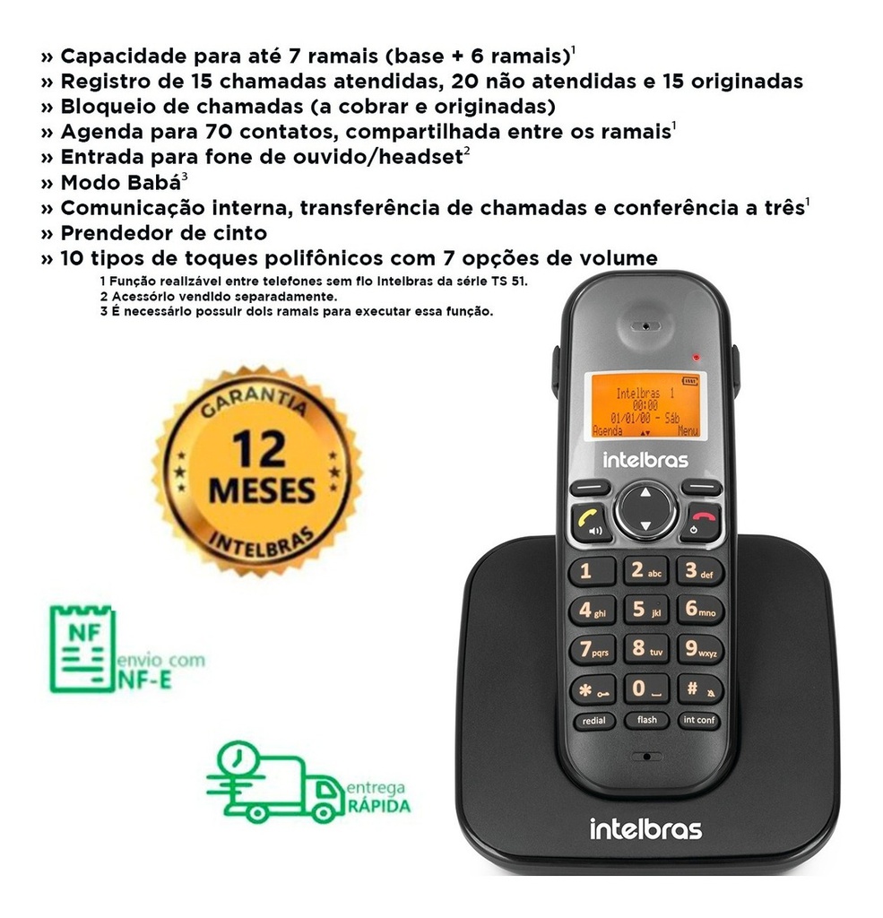 TELEFONE SEM FIO TS5120 PT