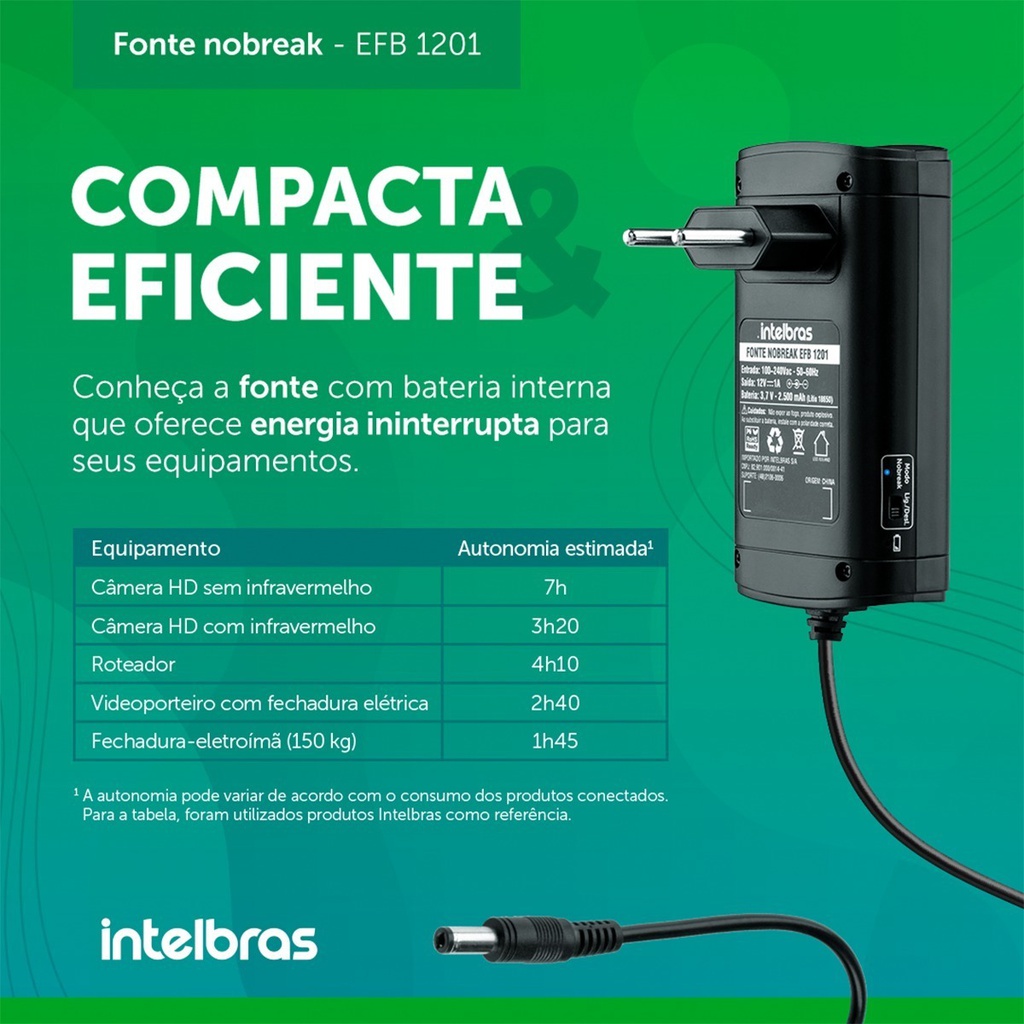 FONTE NOBREAK 12V 1A - EFB 1201 C/ BAT