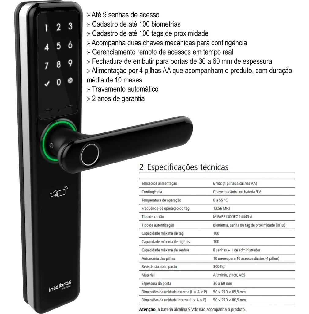 FECHADURA SMART DE EMBUTIR COM MAÇANETA IFR 7000