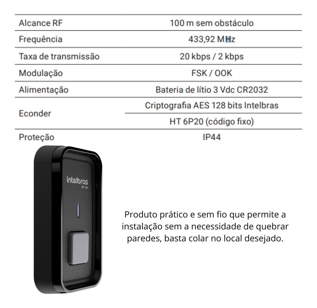 BOTOEIRA SEM FIO BT 100 PRETA
