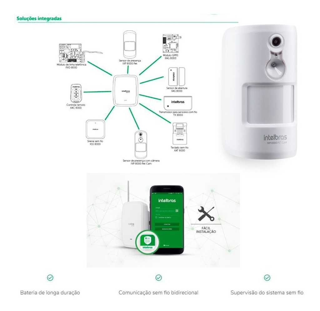 SENSOR PASSIVO SEM FIO IVP 8000 PET CAM