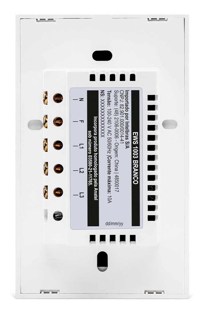 INTERRUPTOR SMART WI-FI TOUCH 3 TECLAS EWS 1003 BRANCO