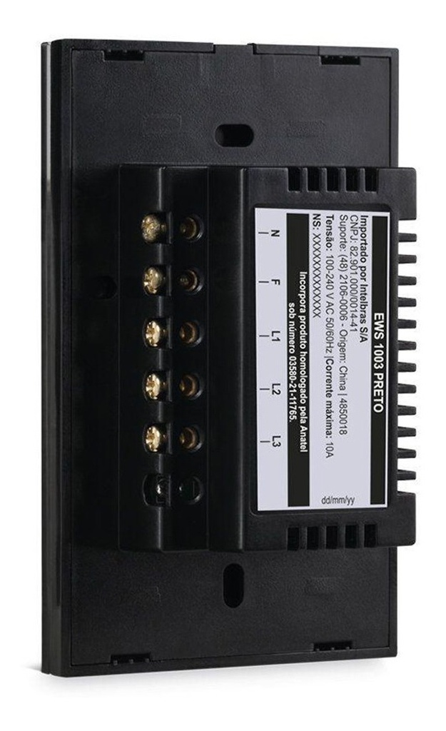 INTERRUPTOR SMART WIFI TOUCH 3 TECLAS EWS 1003 PRETO