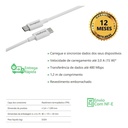 CABO USB TYPE C-C 1,2M PVC BRANCO EUCC 12PB