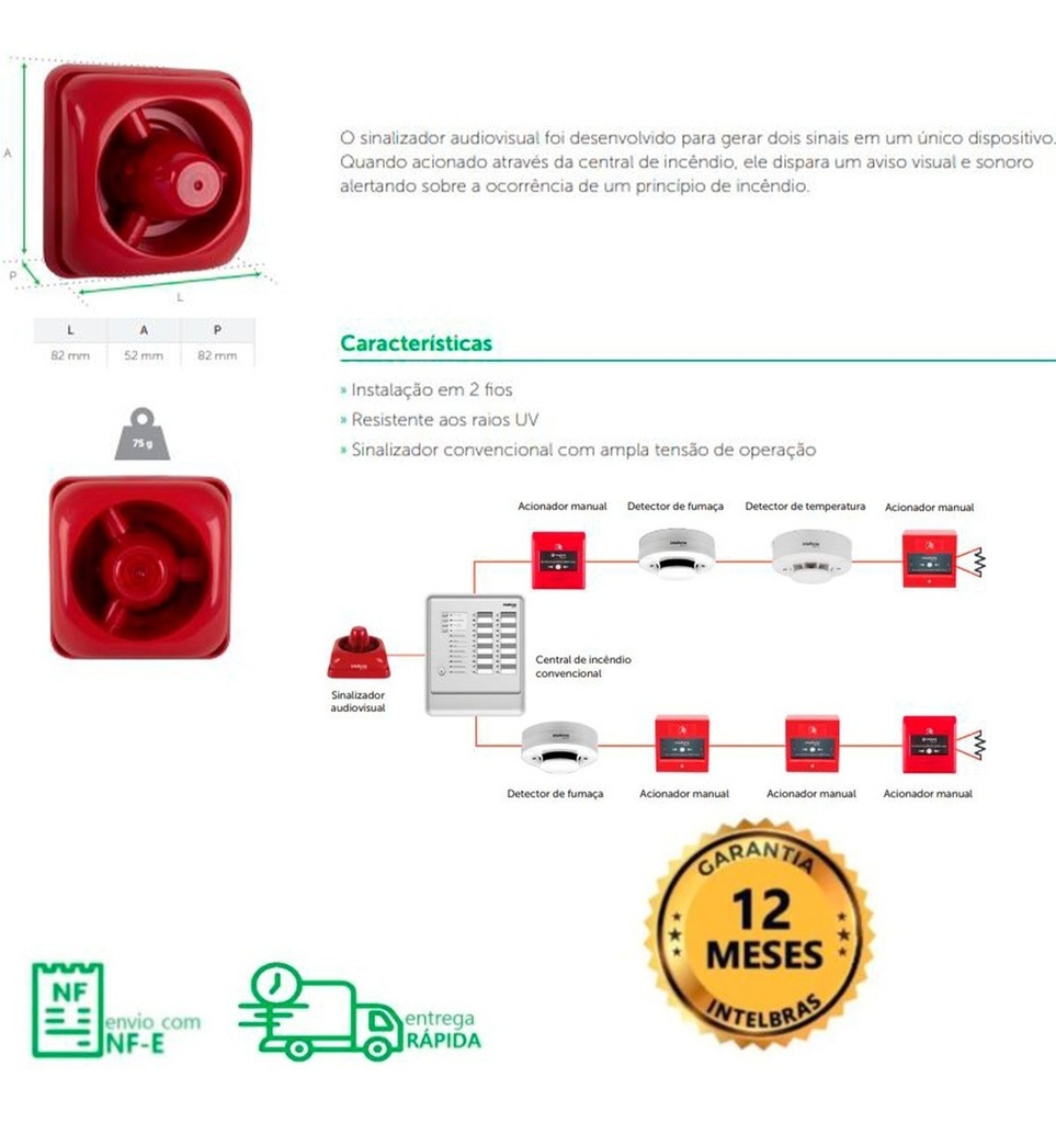 SINALIZADOR AUDIO VISUAL CONVENCIONAL SAV 420C INTELBRAS