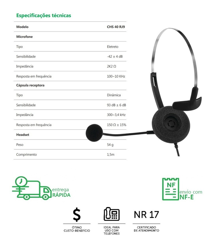 HEADSET CHS 40 RJ9