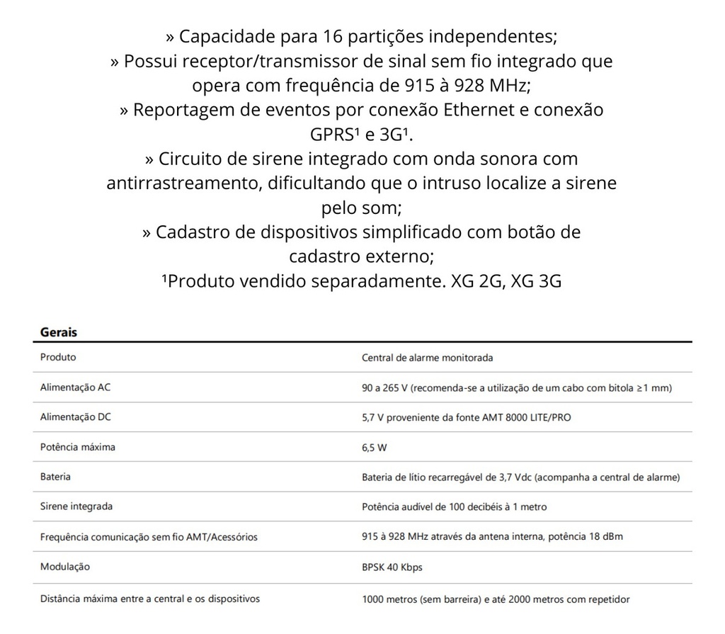 CENTRAL DE ALARME CONTRA ROUBO AMT 8000 LITE