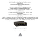 SF 500 POE SWITCH 05 PORTAS FAST COM 4 PORTAS POE