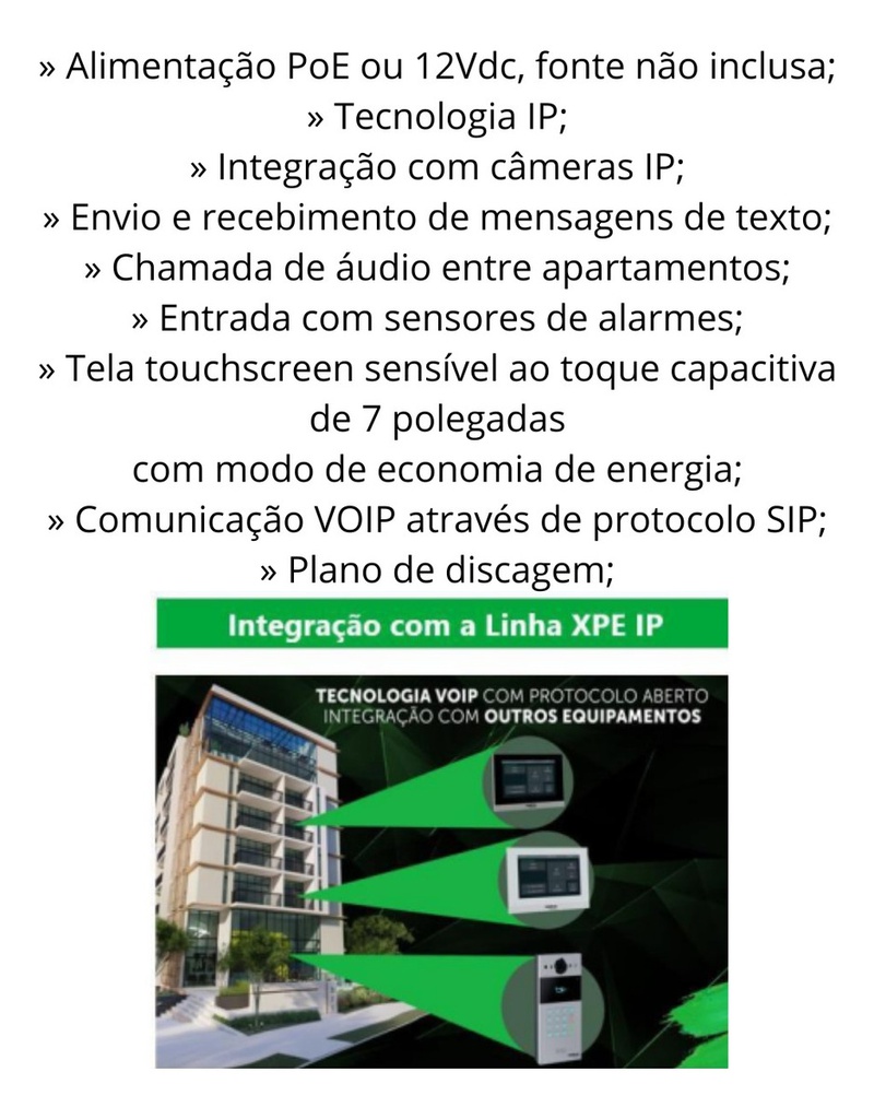 TERMINAL INTERNO VIDEO PORTEIRO IP - TVIP 3000 WIFI - BRANCO