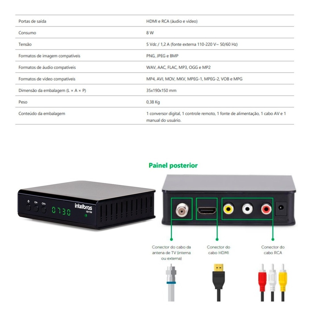 CONVERSOR DIGITAL TV COM GRAV CD 730