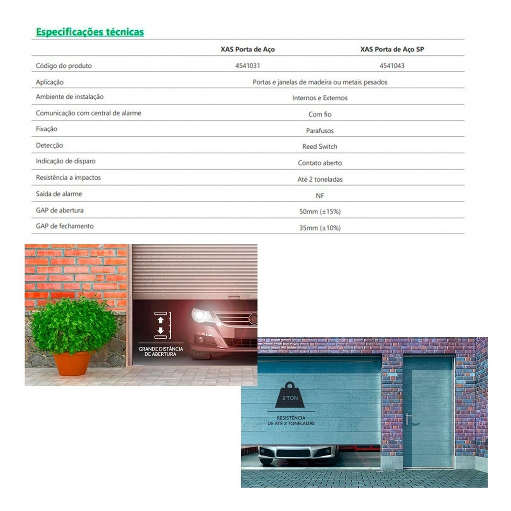 SENSOR MAGNÉTICO COM FIO XAS PORTA DE AÇO