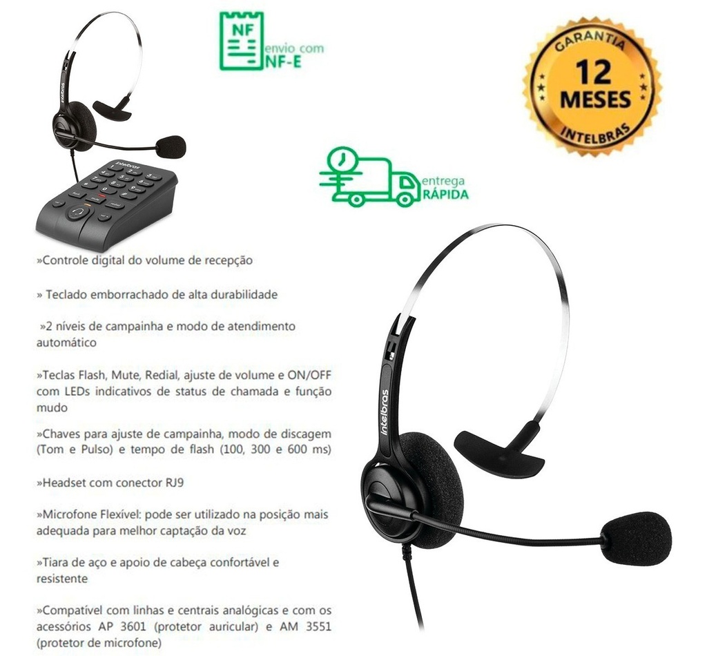 Telefone Headset HSB 40