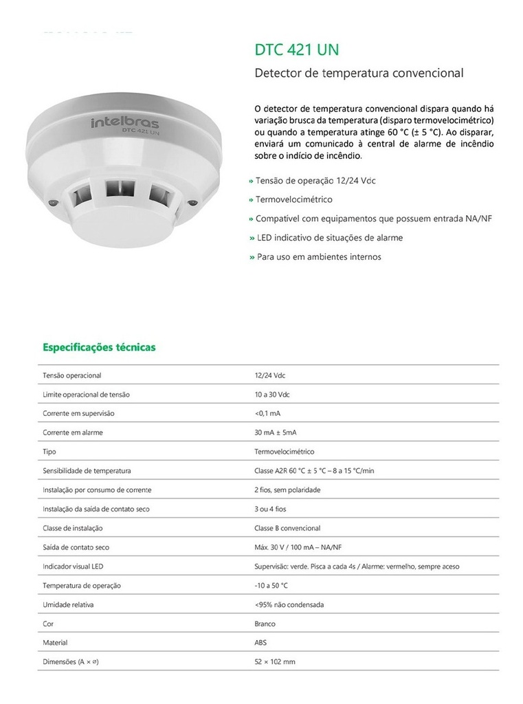 DETECTOR DE TEMPERATURA CONVENCIONAL UNIVERSAL DTC 421 UN