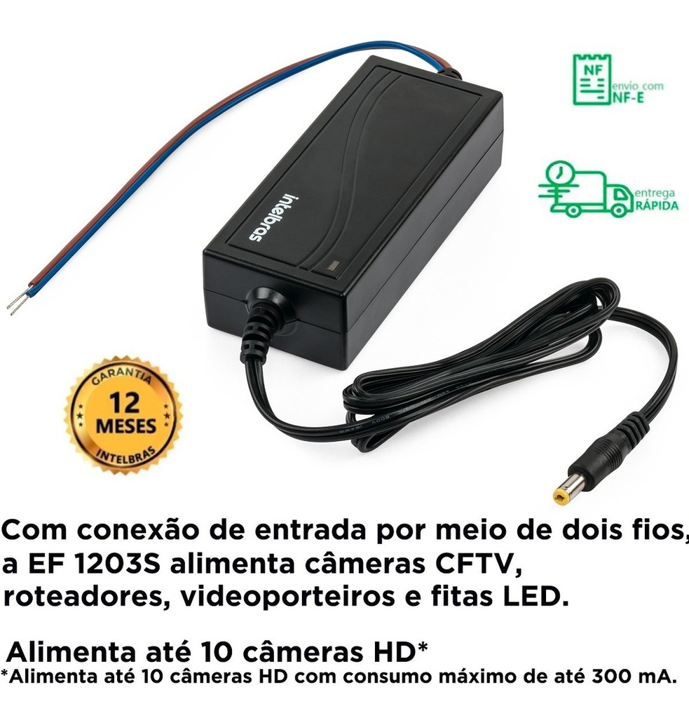 FONTE INTELBRAS AC/DC 12,8V 3A - EF 1203S