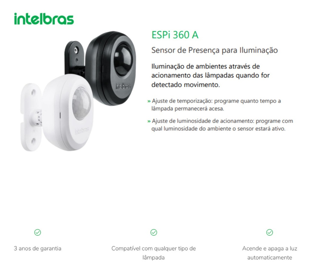 INTERRUPTOR SENSOR DE PRESENCA PARA ILUMINACAO ESPI 360 A