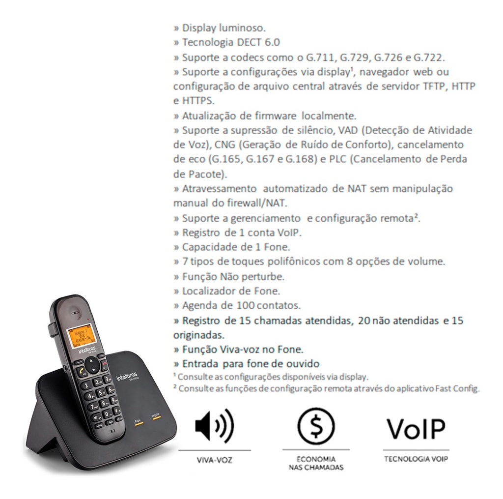 TELEFONE IP SEM FIO TIP 1001D