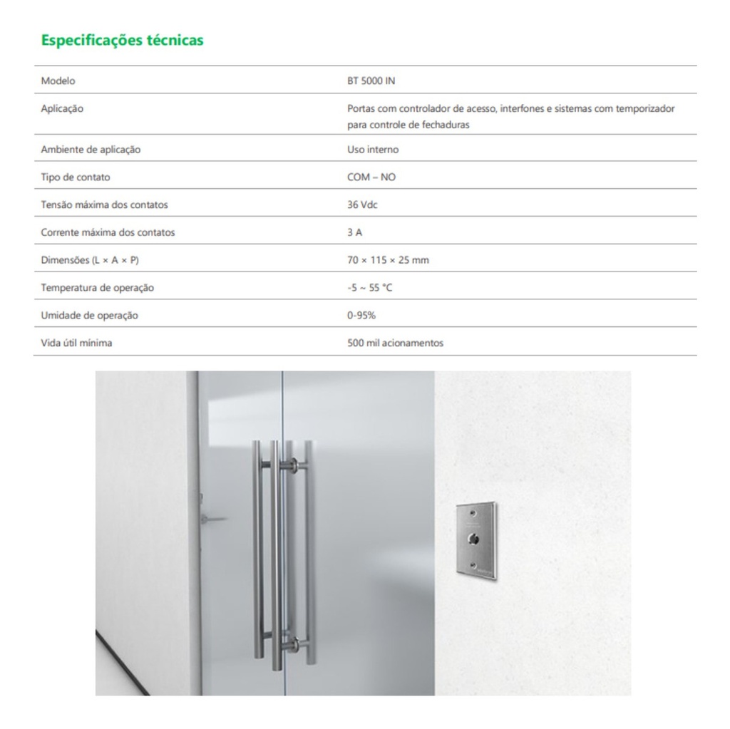 BOTOEIRA INOX EMBUTIR 4X2 BT 5000 INTERNO