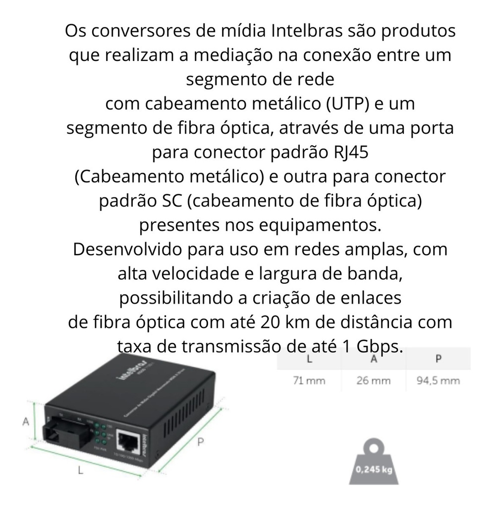 CONVERSORES DE MÍDIA FAST MONOMODO 20KM - KFS 1120