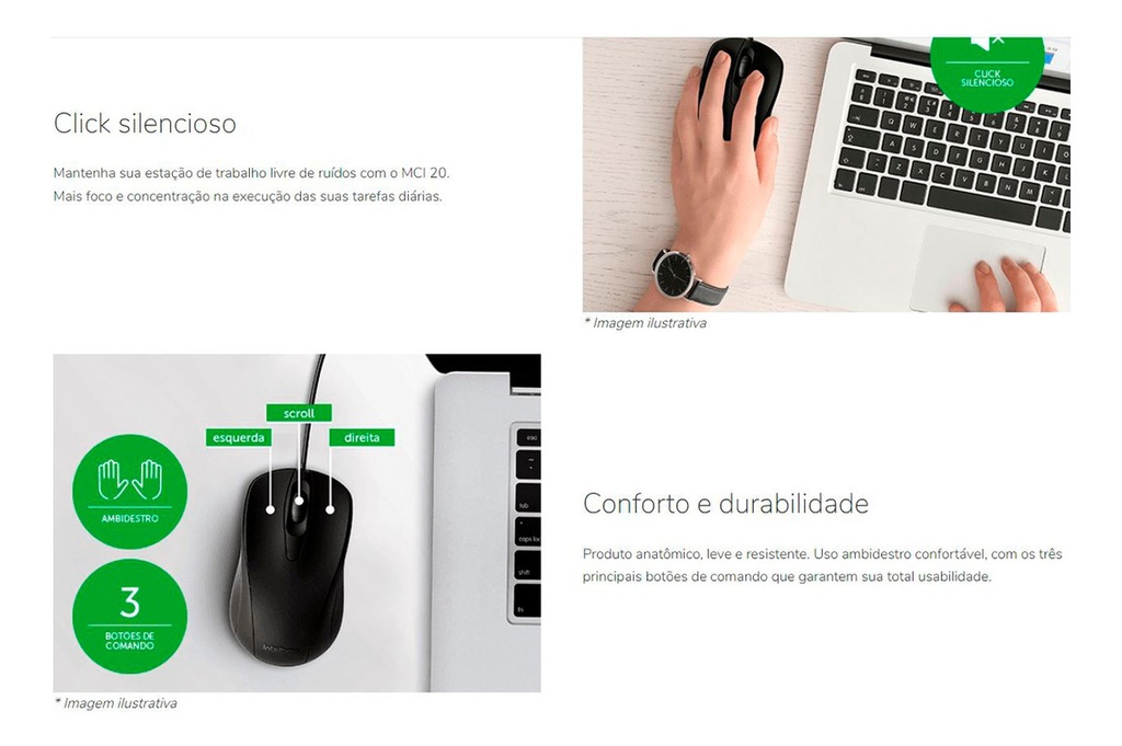 MOUSE INTELBRAS MCI20 -COM FIO PRETO